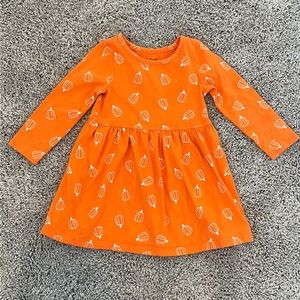 Cat & Jack Toddler Girl Long-Sleeve Orange Pumpkin Dress